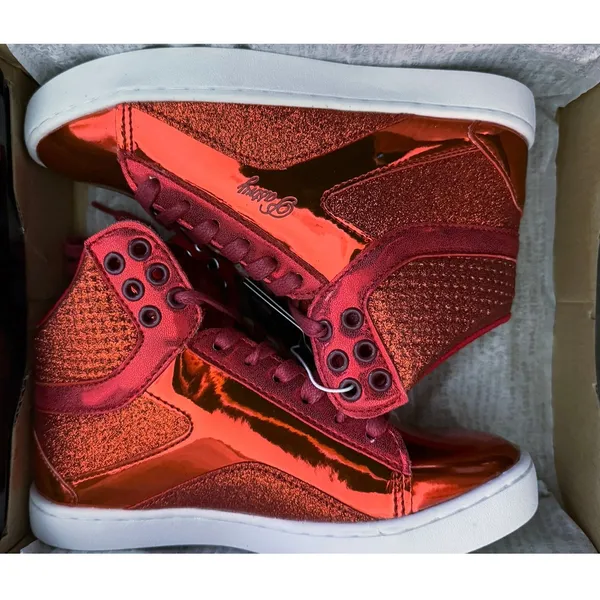 •NWT• Pastry Pop Tart Glitter High Top Sneakers Red Dance Shoes • 5W/ 3UK - Image 3