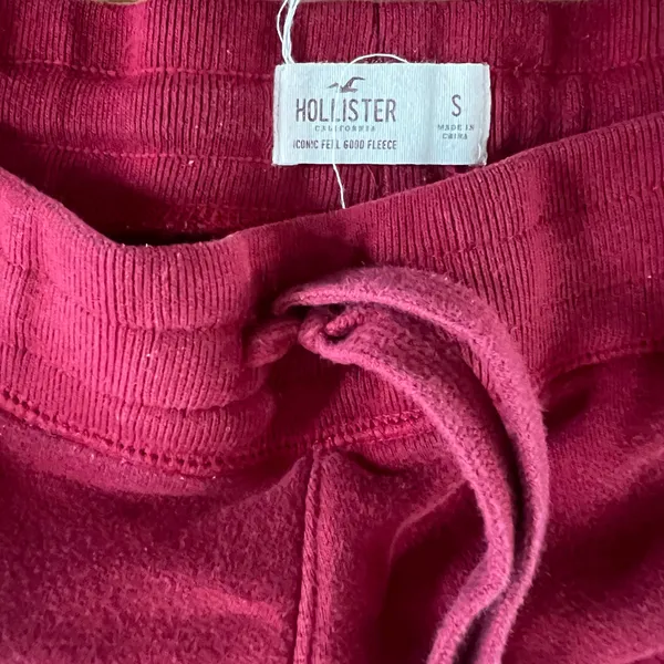 HOLLISTER Graphic Logo Deep Red Sweatpants Fleece Jogger | S - Image 6