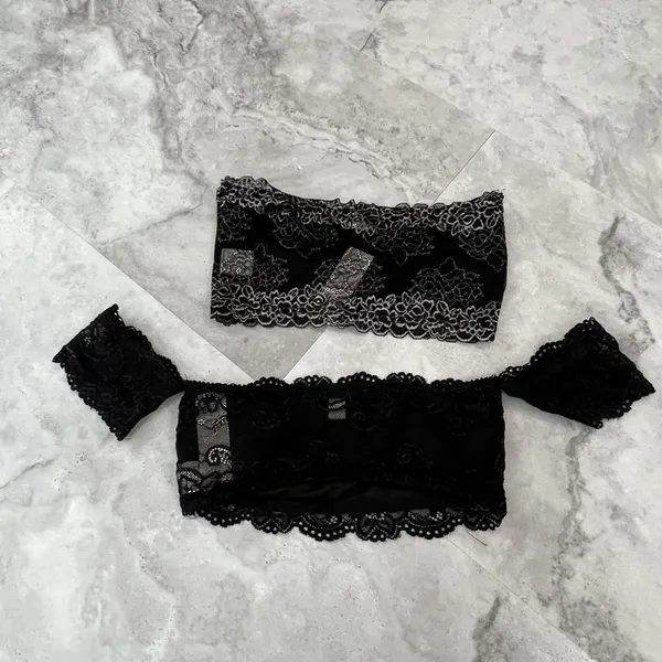 Lot‎ Of 2 Francesca's Women's Black Size Small Lace Layer Bra Bralettes - Image 2