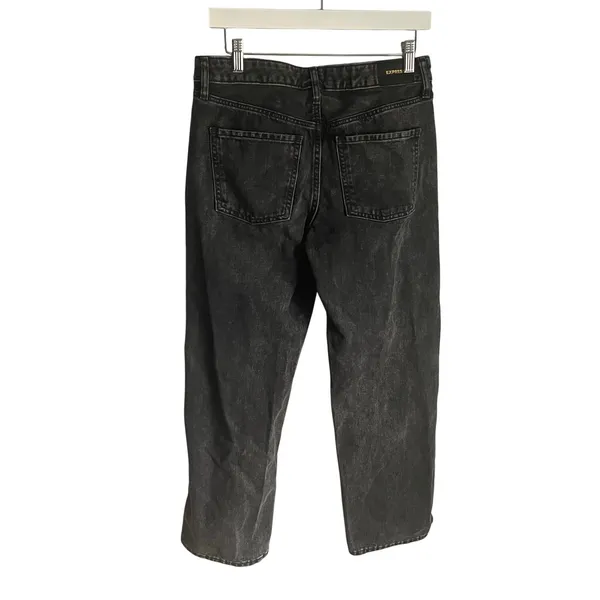Express Relaxed Straight Low Rise Jeans Black sz 4 Short Y2K Minimalist Classic - Image 2