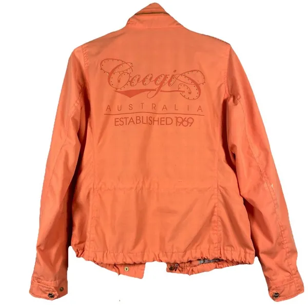 Coogi Jacket Womens Size M Orange‎ Studded Hood Casual Full Zip Australia Cotton - Image 9