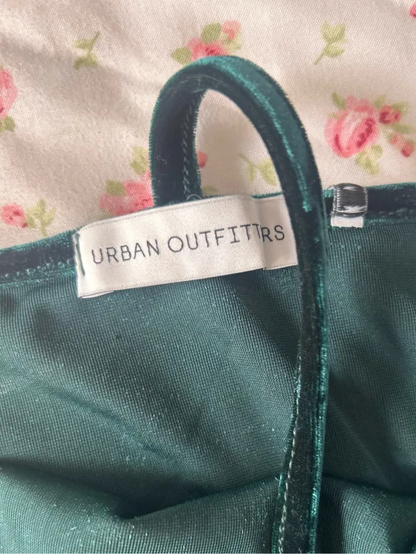 Urban Outfitters Forest Green Velvet High-Neck Tank - Image 2