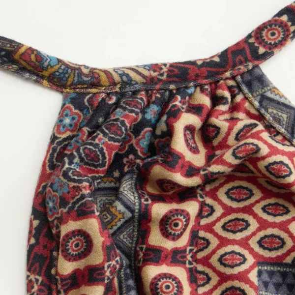 Cider X-small Woven Halter Aztec Knotted Back Crop Top - Image 5