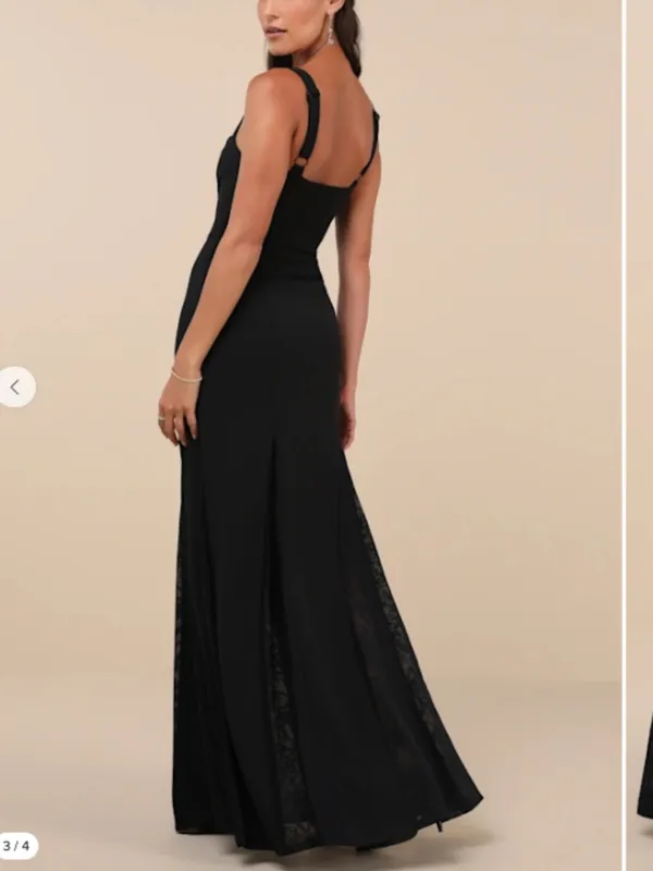 LULU's Sexy Lace FLowy Prom Wedding Modern Chic Mermaid Maxi Dress - Image 3
