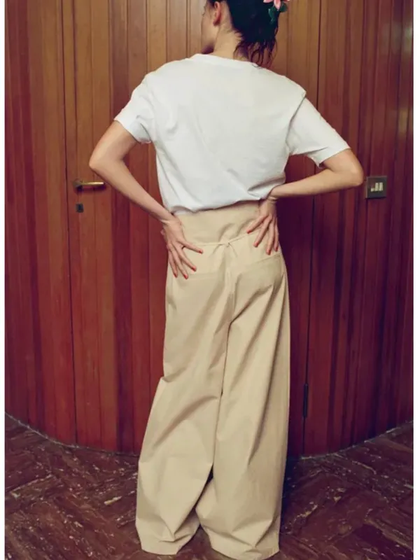 NWOT ZARA Bloggers Fave High-waisted trousers Palazzo Pocket Medium Beige Cream - Image 4