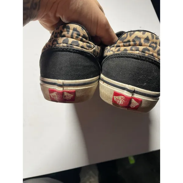 Vans Ward Sneakers Women 7.5 Black Leopard Print Canvas Low Top Skate Streetwear - Image 4