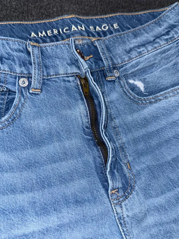 American Eagle Skater Jeans Baggy Wide Leg Distressed Medium Blue Wash Women’s 2 - Image 7