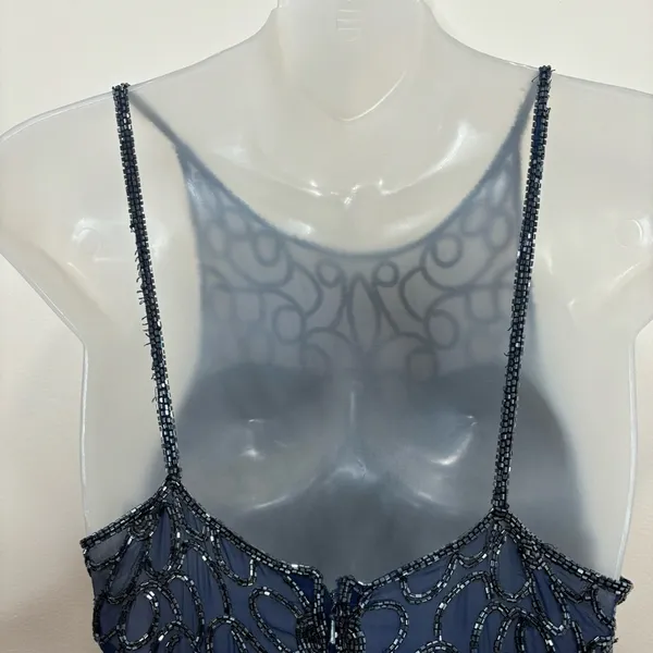 Andretta Donatello Cobalt Blue Vintage Beaded 100% Silk Gown Prom size small - Image 3