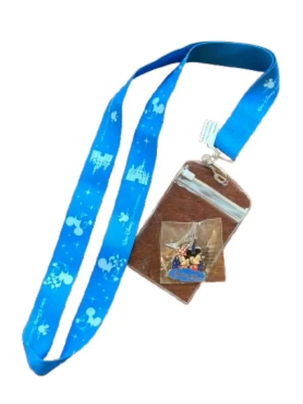 Walt Disney Travel Company Lanyard Enamel Pin and Clear Plastic Pass Holder New - Image 2