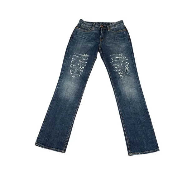Levi's Distressed‎ Straight Leg Jeans with Artistic Ripped Detail Medium Wash - Image 2