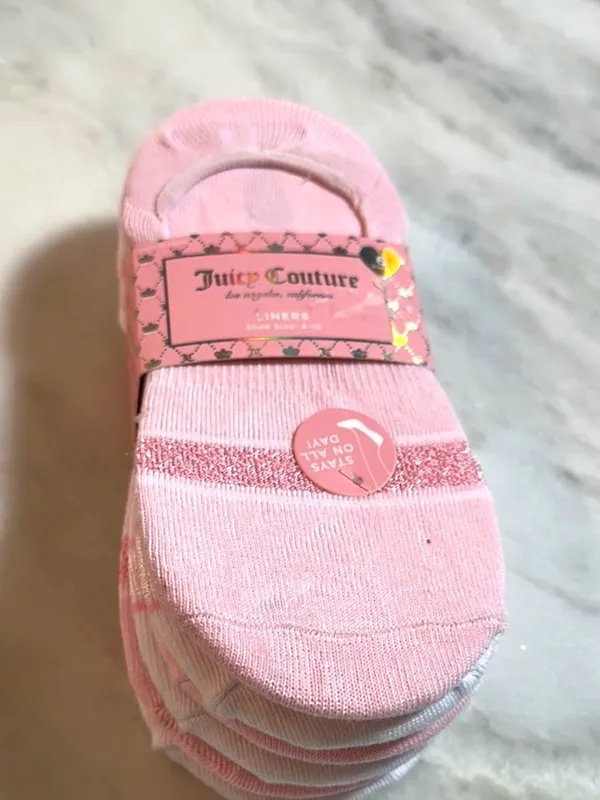 Juicy Couture Pink and White Sock Liners 6 pairs - Image 2