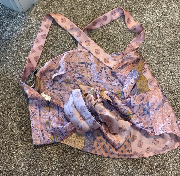 Satin Handkerchief Tie back top Pink Size M - Image 2