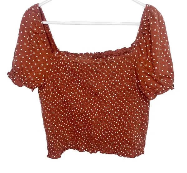 American eagle rust red ruched crop top country western size large NWT N - Image 4