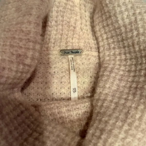 Free People Sidewinder Wool Sweater 100% Wool Turtleneck Beige XS - Image 3