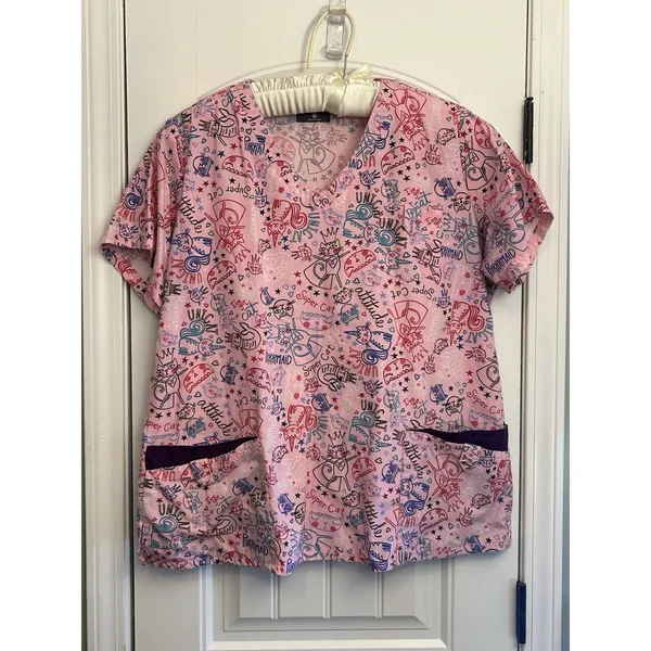 Butter-Soft Women’s XL Medical Scrub Tops Lot of 2 Nurse Veterinary Workwear Set - Image 2