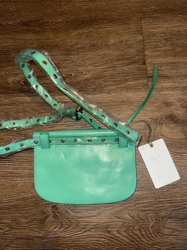 Hobo Leather Crossbody in Mint Green - Image 3