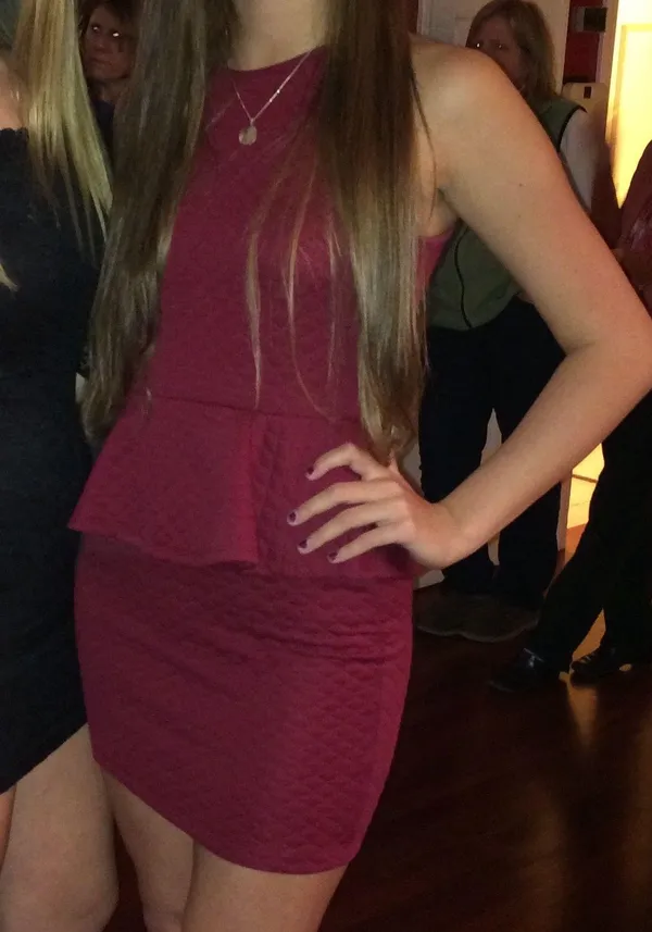 Necessary Clothing Burgundy Peplum Bodycon Dress - Image 2