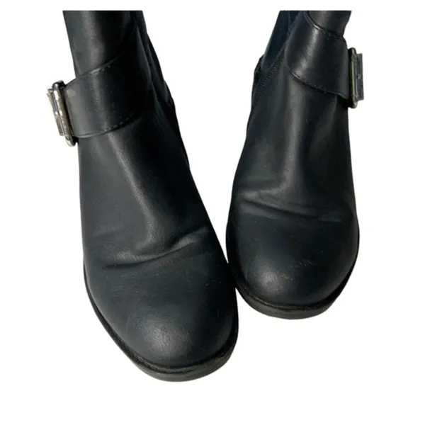 Breckelles belted boots black moto biker 7.5 comfort low heel‎ edgy comfort - Image 9