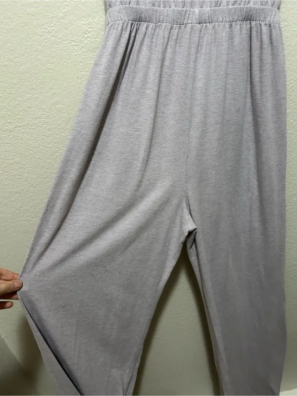 American Apparel Made in USA Strapless Wide Leg Jumpsuit Lavender Medium - Image 4