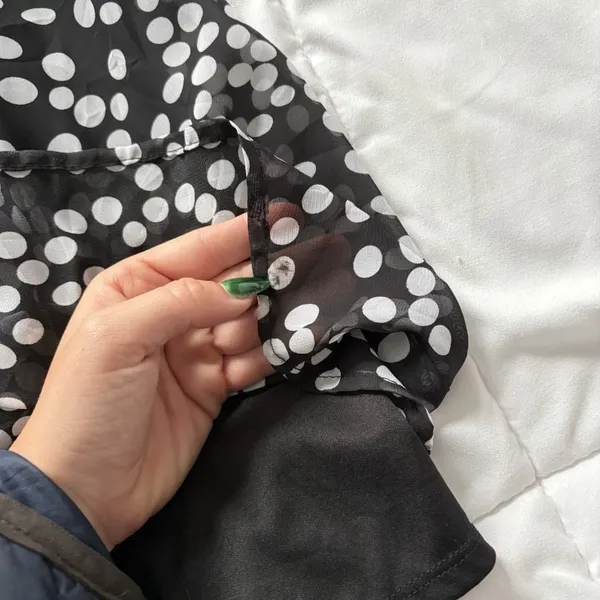 Vintage Mini Dress‎ Womens Large Black White Polka Dot 90s Y2K Belted Ruffle - Image 8