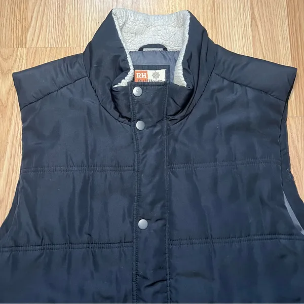 Ruff Hewn Black Puffer Vest Women’s Size Large Quilted Full‎ Zip Sherpa Collar - Image 5