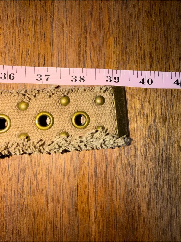 Free People Roads Untraveled Canvas Frayed Embellished‎ Studded Grommet Belt - Image 6