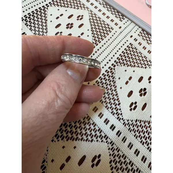 Silver Zircon Inlaid Ring – Vintage Style – NWT 9.5 - Image 4
