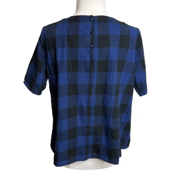 Hatch the pullover top‎ blue buffalo plaid Sz S maternity - Image 2