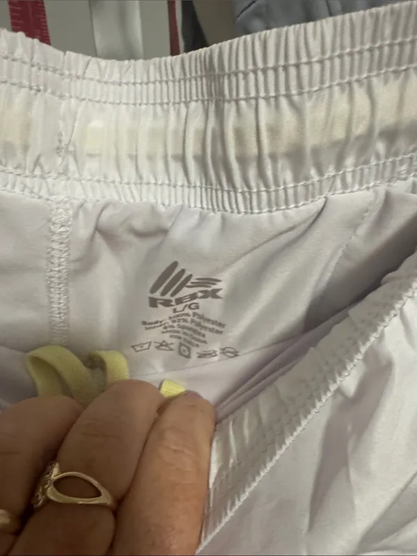 RBX White Athletic Shorts with Yellow Trim Size L - Image 2