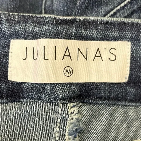 New Julianas Boutique Blue Denim High Rise Rhinestone Fringe Trim Skinny Jeans M - Image 5