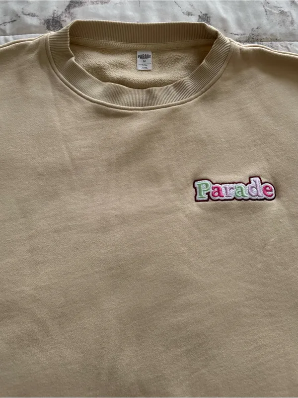 Parade Beige Embroidered Crewneck 100% cotton Sweatshirt, size M loungewear - Image 8