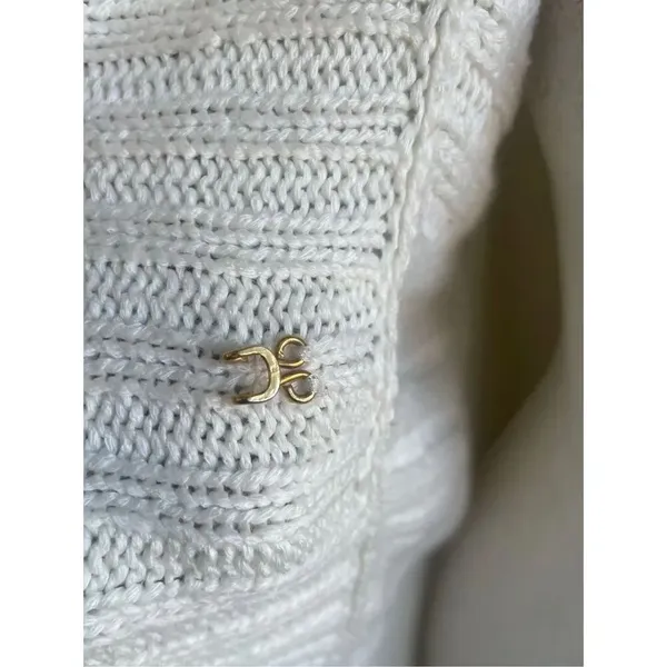Lilly Pulitzer Cream Front Clasp Open Front Cardigan Sweater M - Image 10