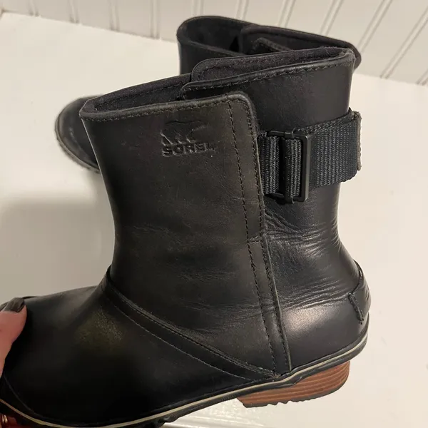 Sorel Slimpack Riding‎ Gloss Boots Women 8.5 Black Leather Waterproof NL2156-010 - Image 4