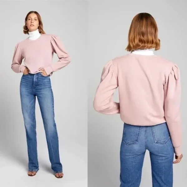 ALC Rayna Puff Sleeve Sweatshirt in Baby Pink Size S Retail $195 - Image 6