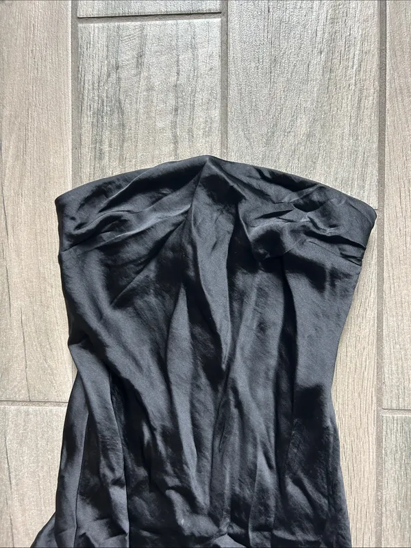 Abercrombie & Fitch Black Strapless Satin Maxi Dress - Image 3