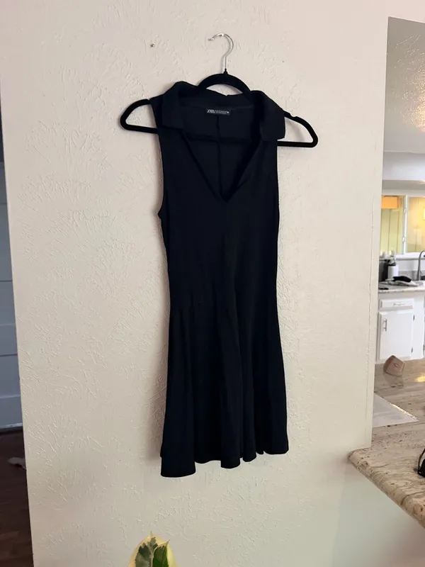 Zara black skater mini ribbed dress M - Image 8