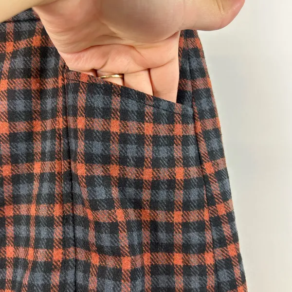 NWT LOFT Black and Orange Plaid A-Line Skirt - Image 7
