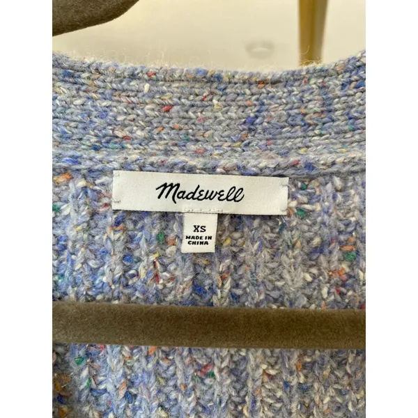 Madewell Wool Silk Cardigan Speckled Blue Quiet Luxury Parisian Scandi‎ Academia - Image 5