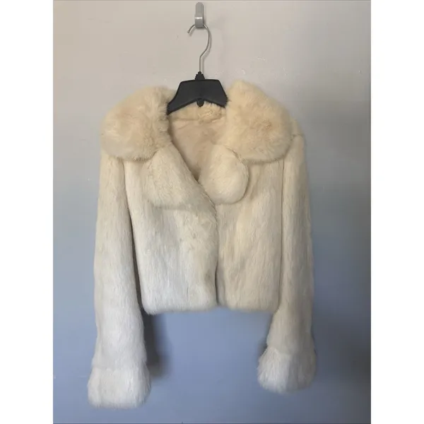 Vintage Cream Genuine Rabbit Fur Jacket Size Small - Image 5