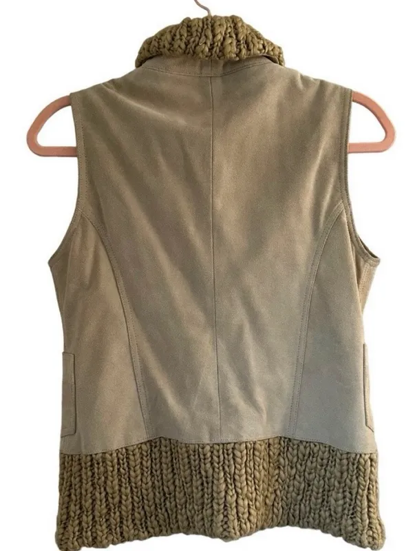 Free People Y2K Cow Leather Suede Wool Vest Small Boho Western Cowgirl - Image 4