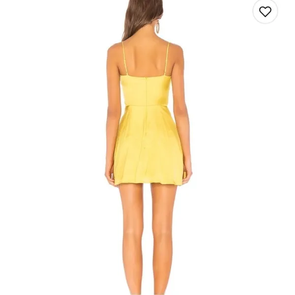 Lovers and friends Nate mini Yellow satin cut out drop waist mini dress - Image 3
