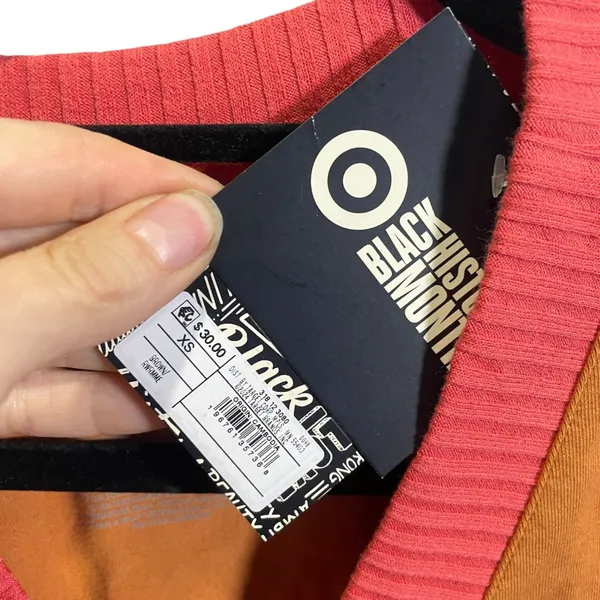 Target‎ Black Love Everyday XS Cardigan Colorblock Orange/Pink Ribbed - Image 3