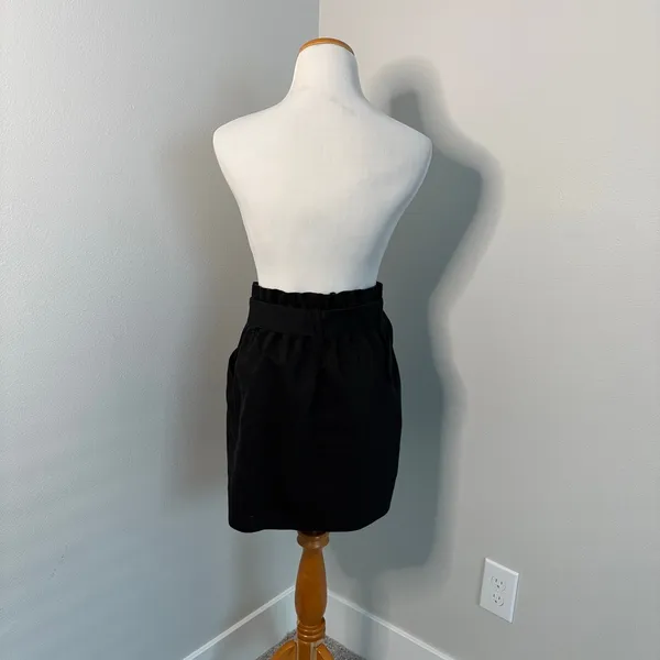 Zara TRF Black Paperbag Waist‎ Mini Skirt with Tortoiseshell Belt Size Medium - Image 3