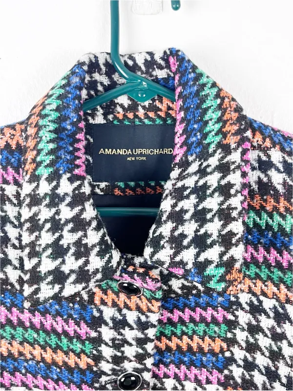 AMANDA UPRICHARD Tweed Multicolored Button Lined Patches Blazer Size Small Chic - Image 8