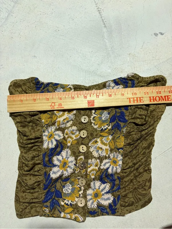 Free People intimately Olive Floral Button-Front tube top small - Image 3