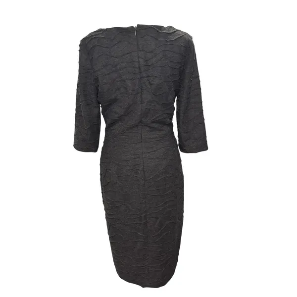 Adrianna Papell NWT V-Neck Lined Dress‎ Knee Length Textured Dark Gray Size 14 - Image 3