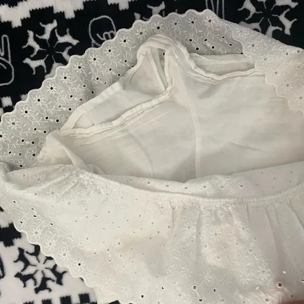 Zara 90s vintage girly whimsical white lace tiered eyelet mini skirt w/ ruffles - Image 8