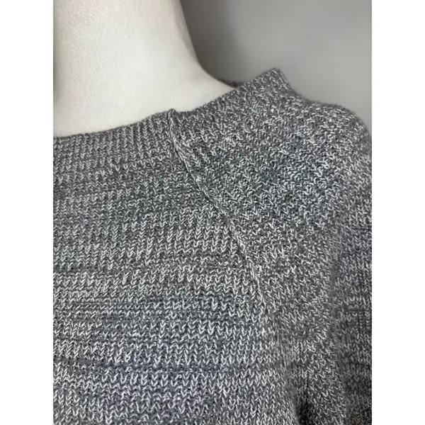 Free People Too Good Marled Grey Cotton Blend Raglan Sleeve Knit Sweater L - Image 2