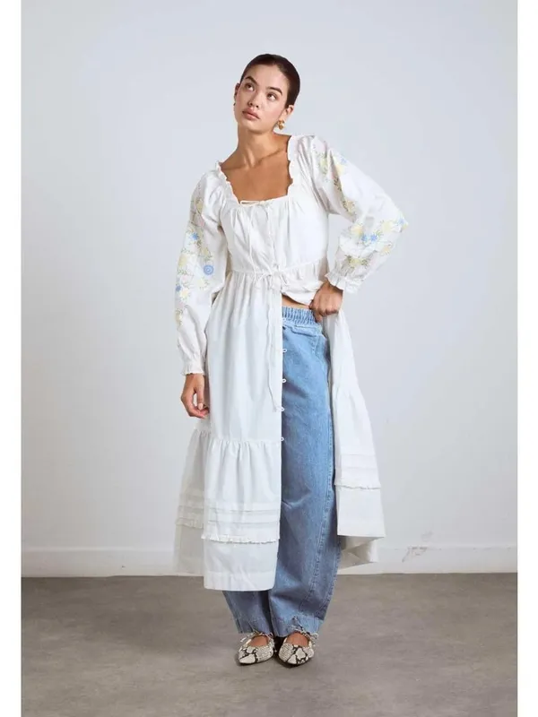 Damson Madder Junia Midi Dress in Embroidered 6 New Floral Cotton - Image 13
