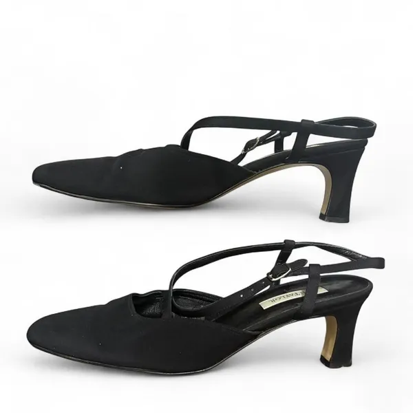 Vintage Ann Taylor Black Slingback‎ Heels 9.5 Made in Italy - Image 3